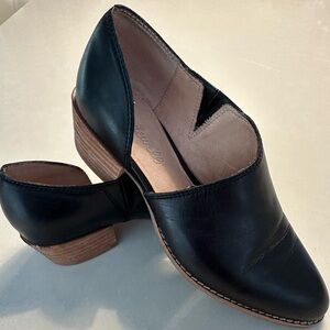 Madewell Black Leather Mules with Wooden Heel